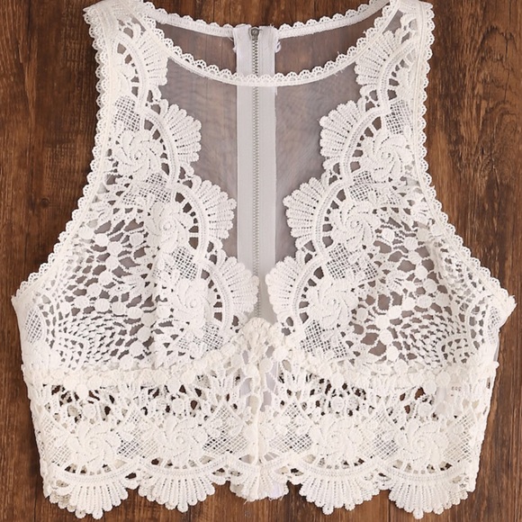 White Crochet Lace Tank Top - Picture 3 of 7